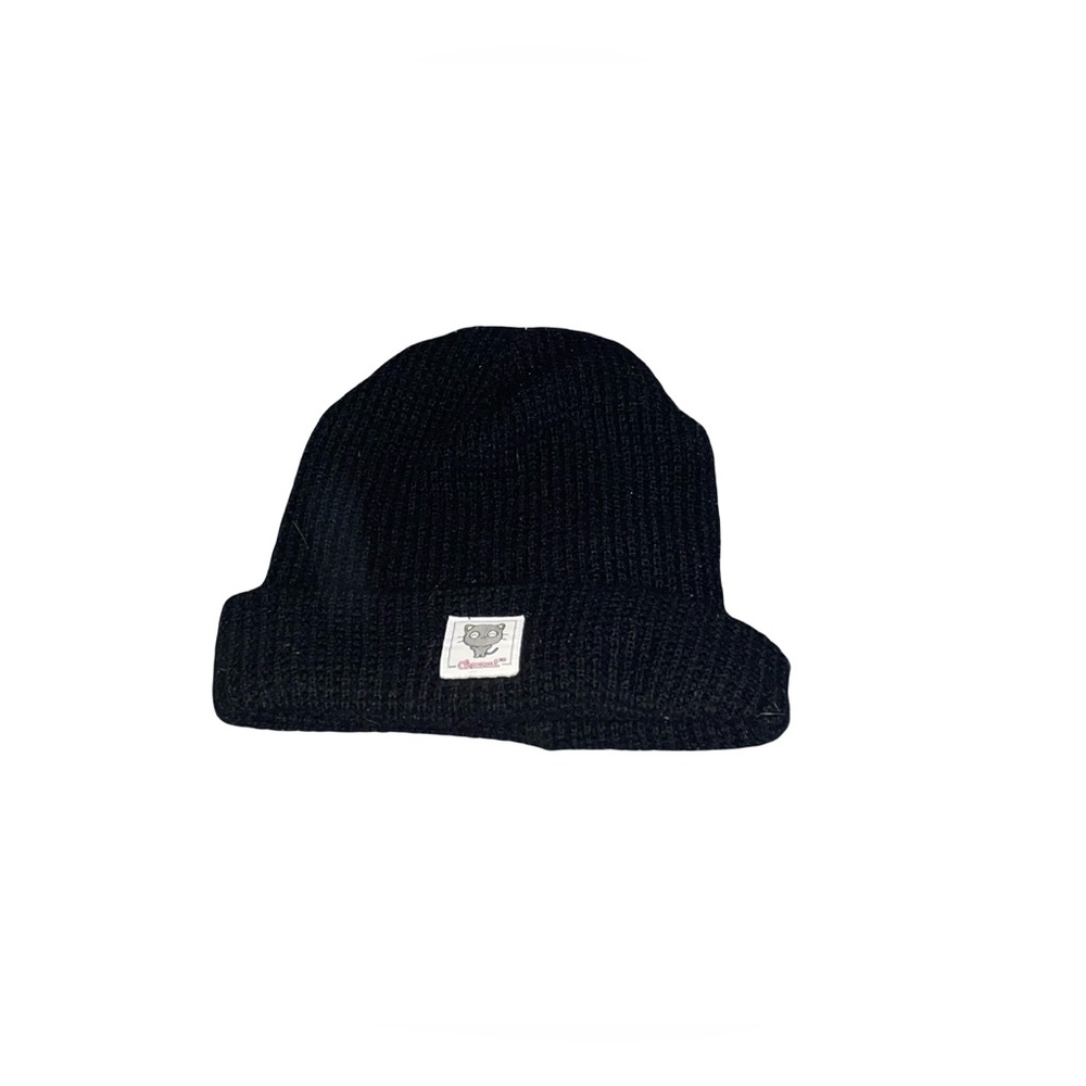 Black chococat Knit Beanie with Logo Patch